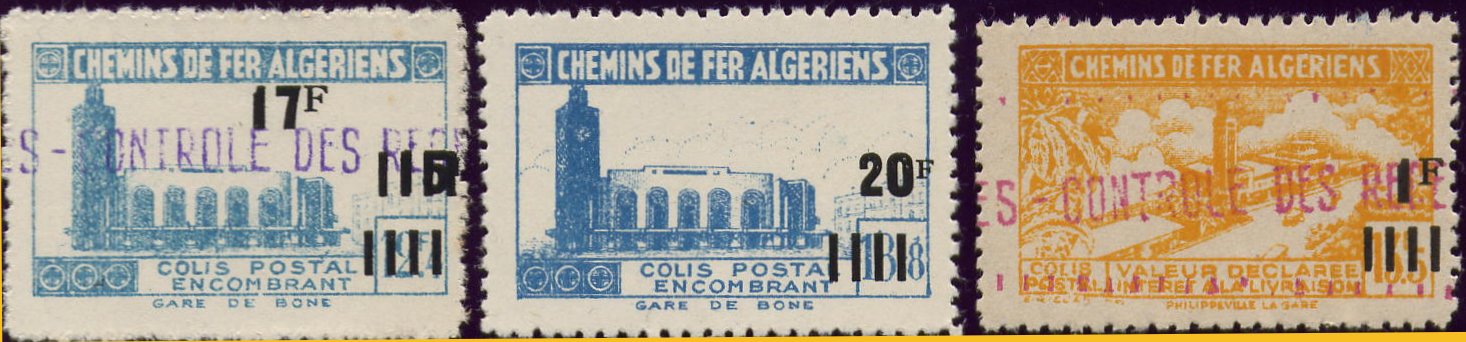 timbres-poste Algerie CP Colis Postal Algeria Railway Parcel Stamps