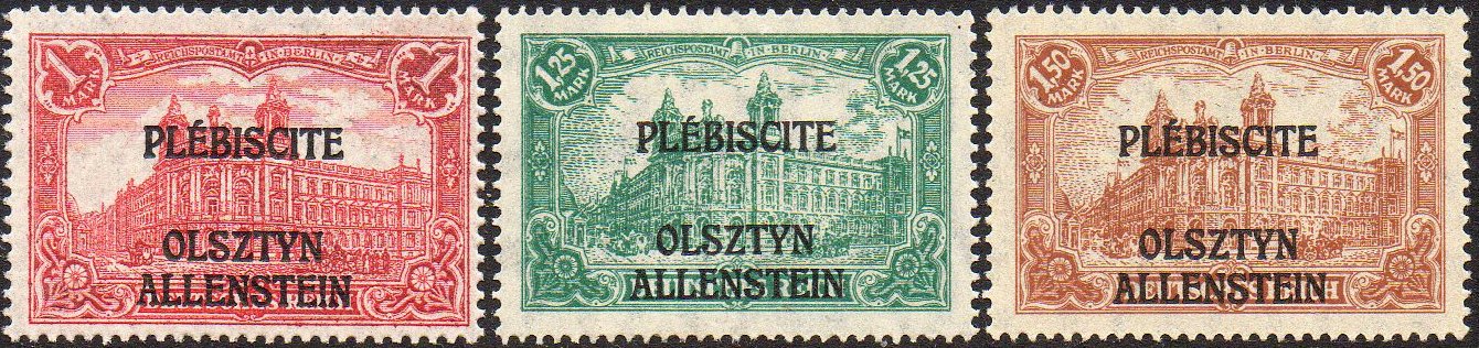 stamps Briefmarken Hauptpostamt Berlin Allenstein Olzstyn Referendum