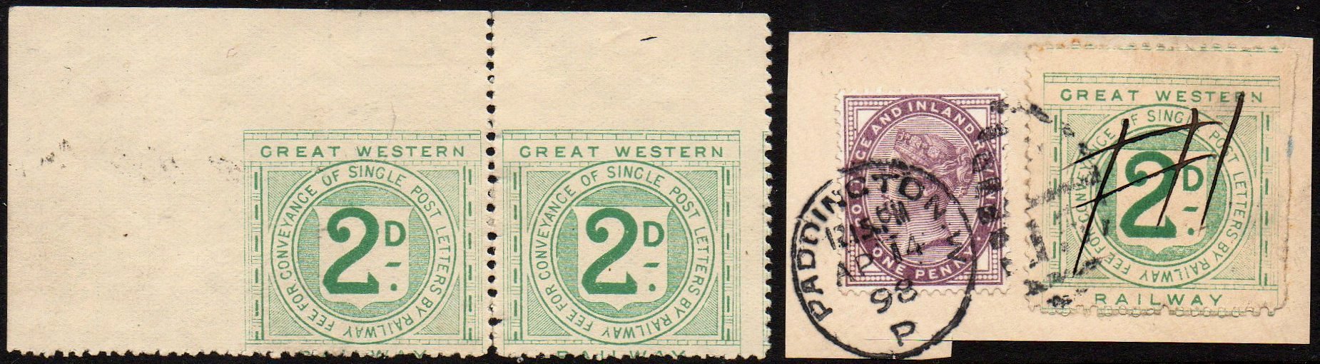 Railway Letter Stamps Great Western Railway 1891 2nd issue variety