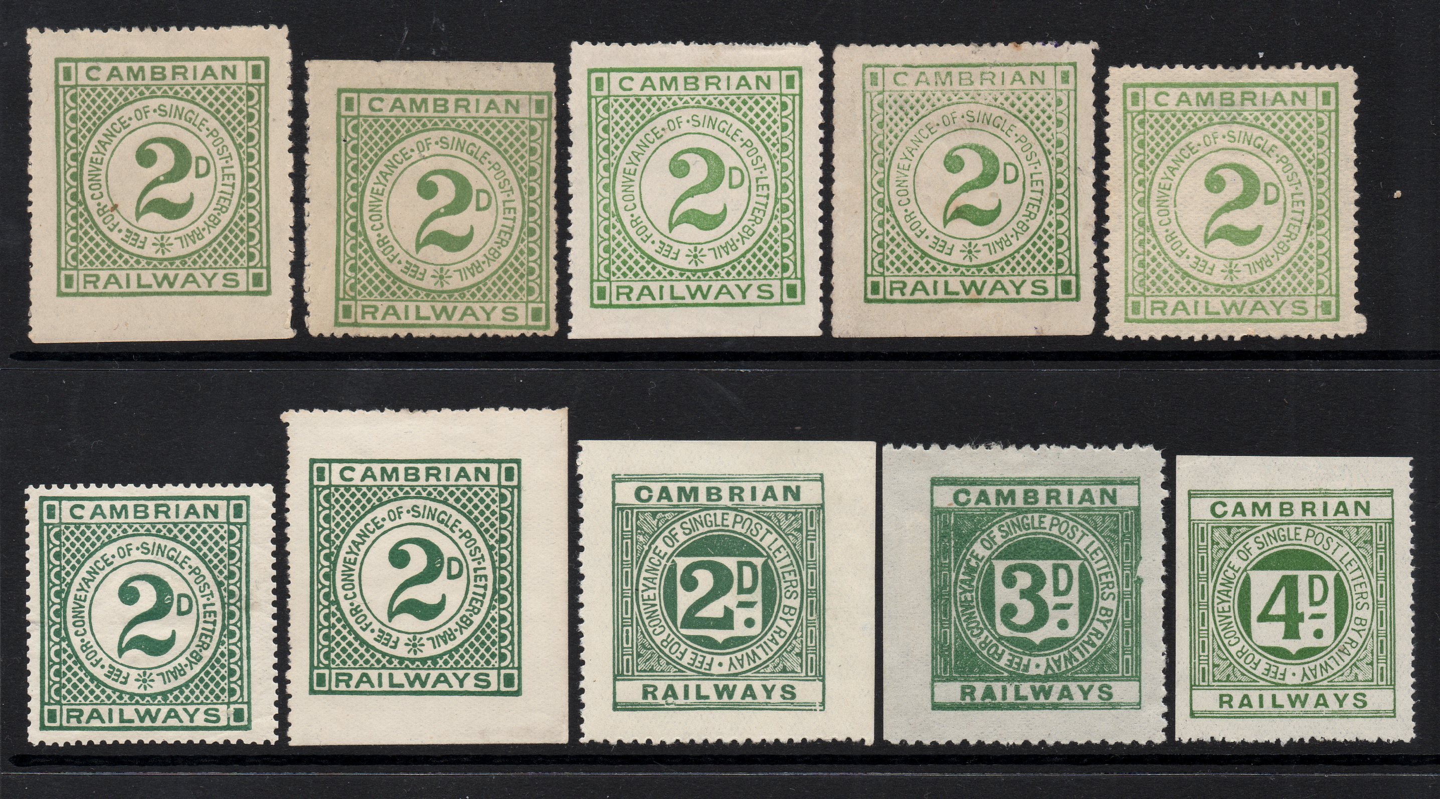 Railway Letter Stamps Cambrian Railways The 10 issues 