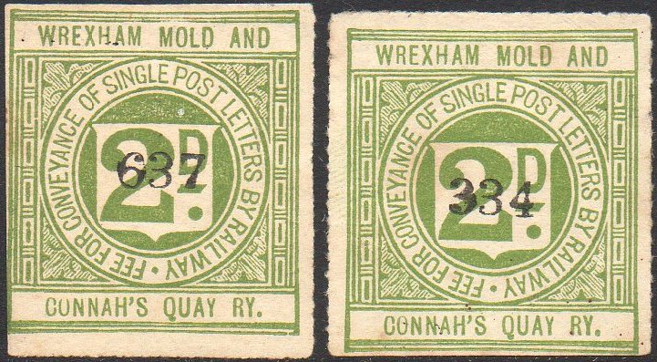 Railway Letter Stamps Wrexham, Mold & Connah�s Quay Railway 