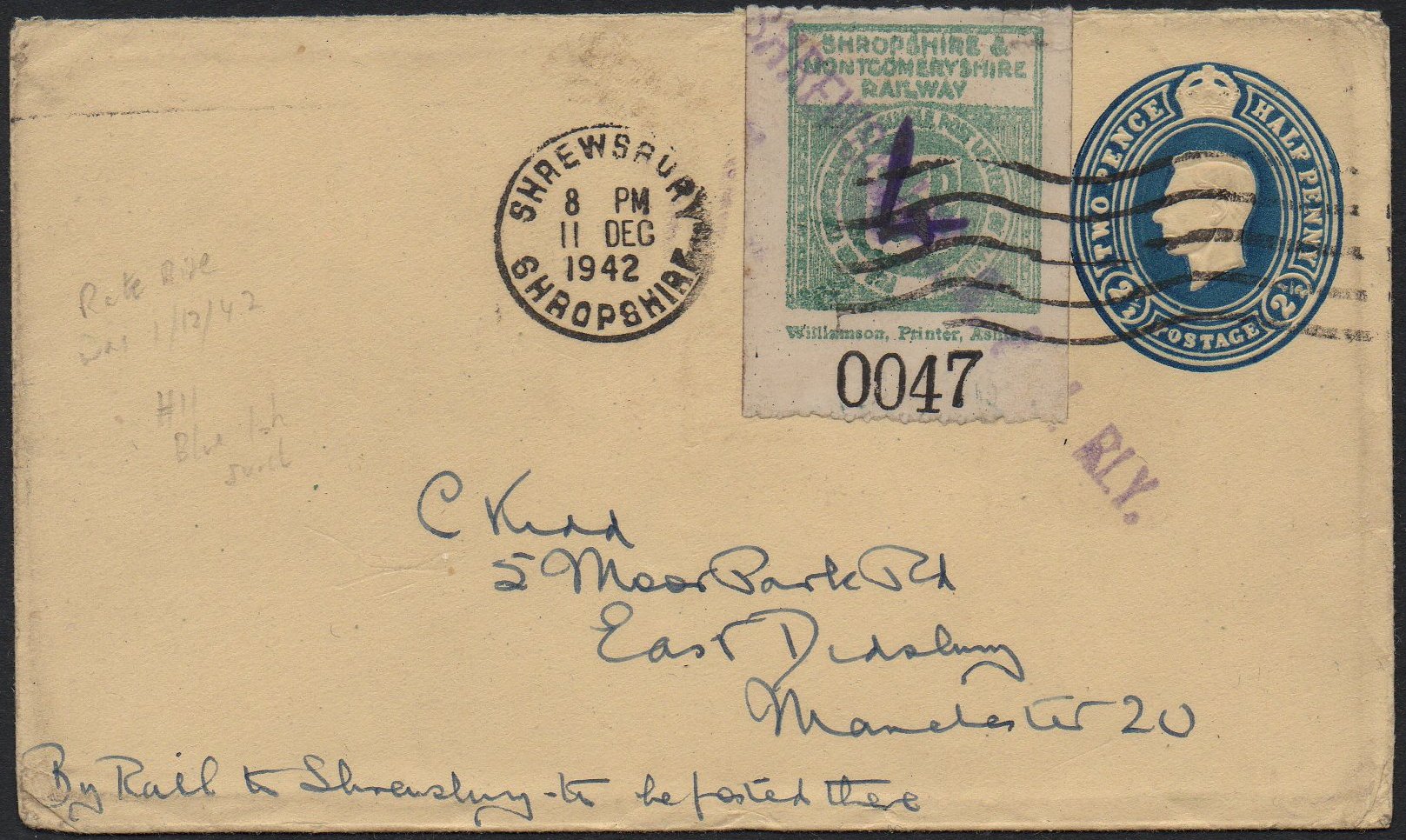 Railway Letter Stamps Shropshire & Montgomeryshire Railway 