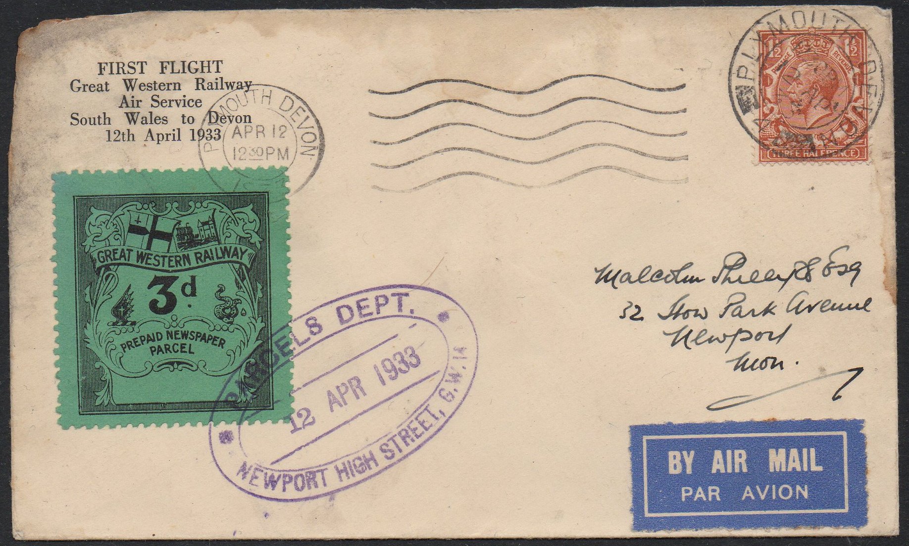 Railway Letter Stamps The Great Western Railway 4d Issue 