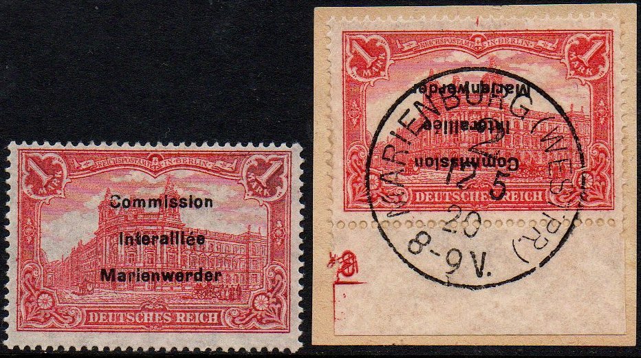 stamps Briefmarken Hauptpostamt Berlin Marienwerder Plebiscite