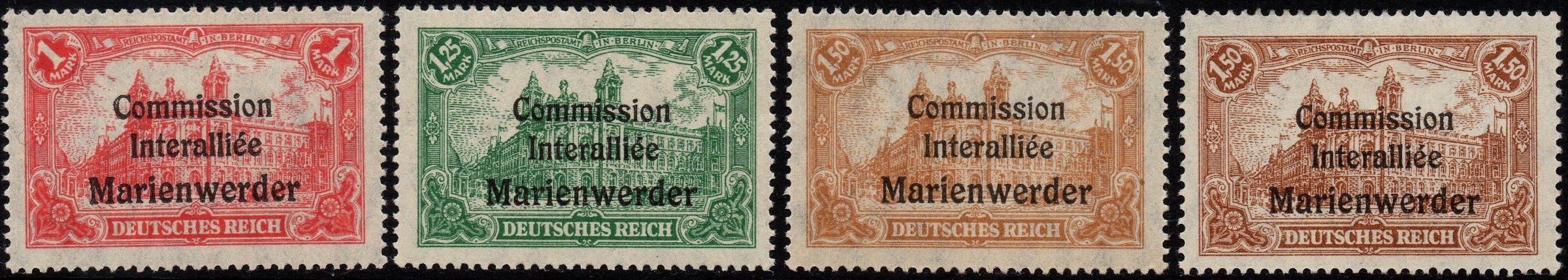 stamps Briefmarken Hauptpostamt Berlin Marienwerder Plebiscite