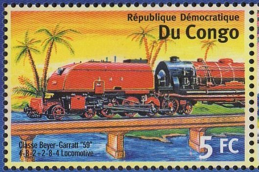East African Railways Class 59 Beyer-Garratt Congo Democratic Republic Train Stamps 