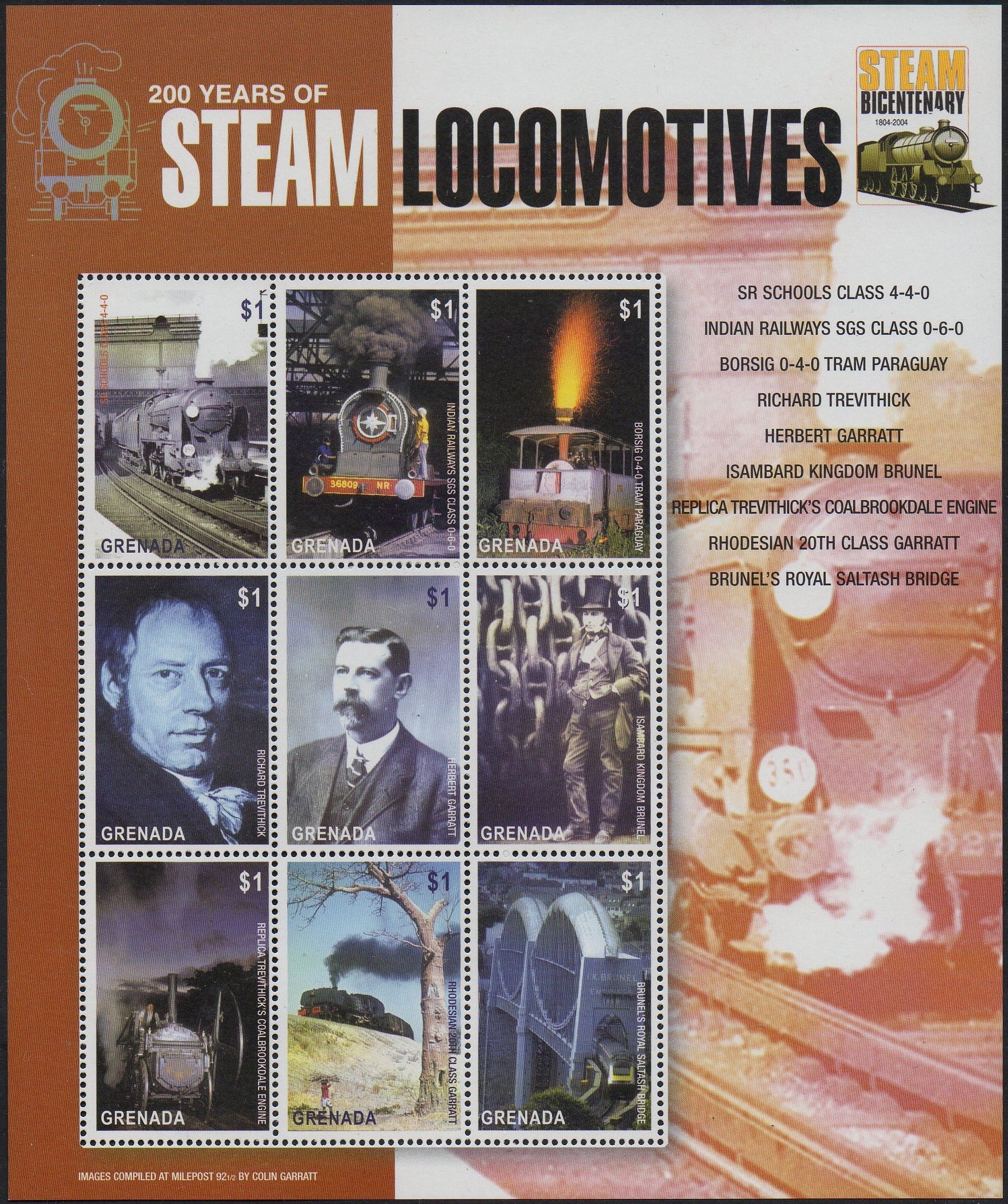 Grenada Stamps 2004 200 Years of the Steam Locomotive sheetlet/9
