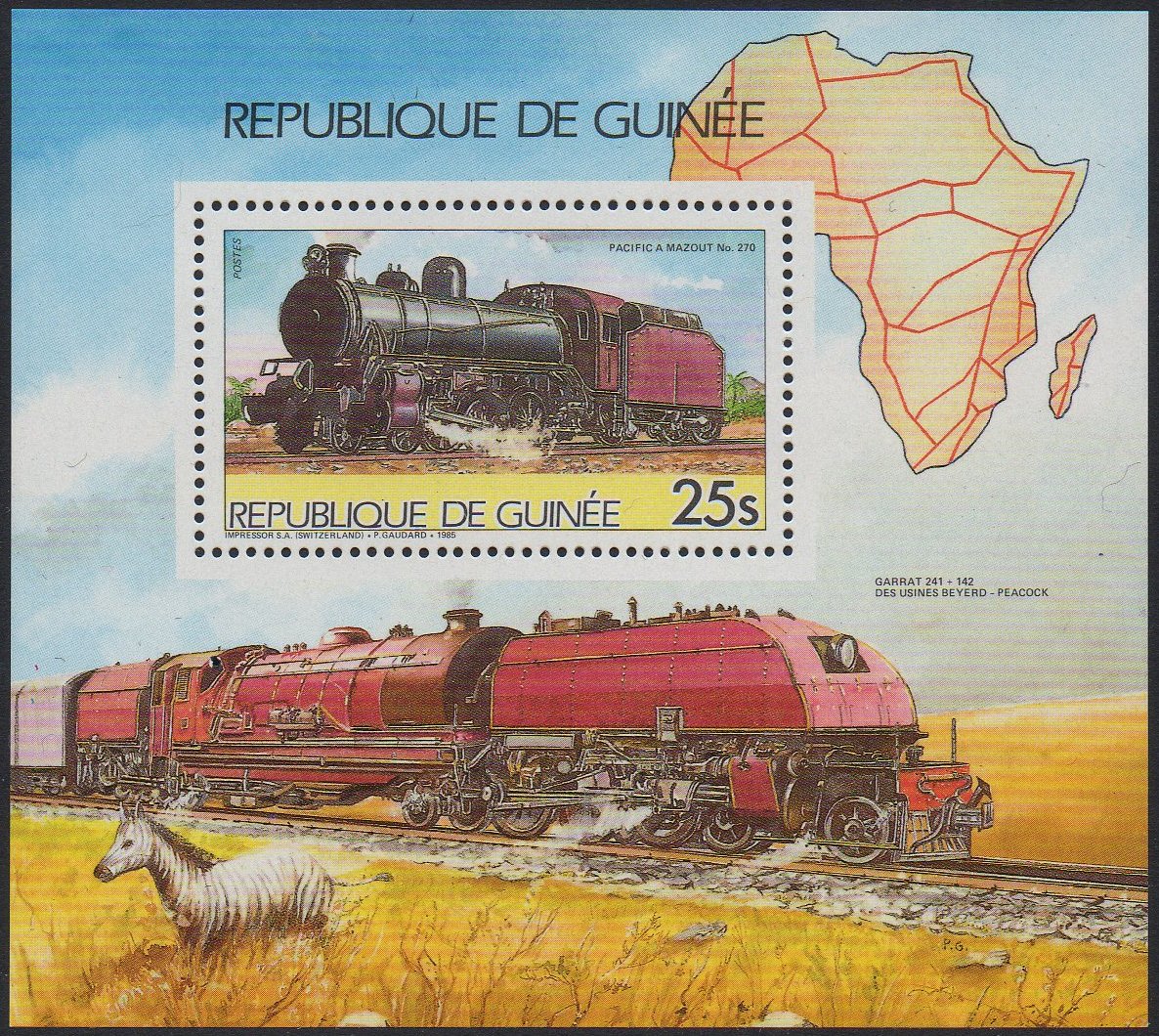Guinea Republic Stamps 1985 : 150th Anniversary of German Railways
