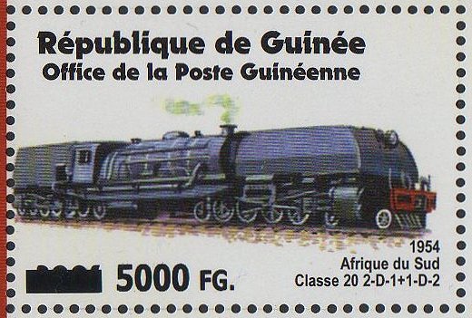 5000FG/300Fr Rhodesia Railways 20th Class Garratt from sheetlet/6. Surcharged Sheetlet for 160th Anniversary of the Death of George Stephenson