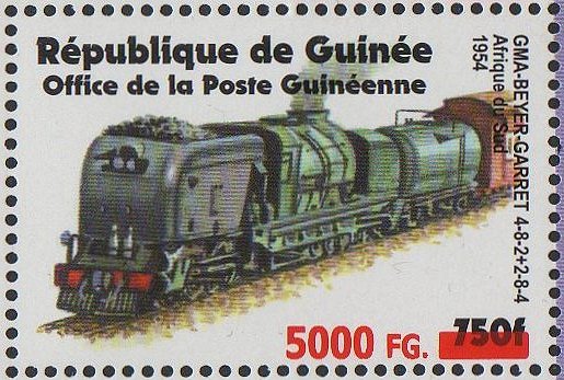 5000FG/750Fr South African Railways Class GMA/M Garratt from sheetlet/6. Surcharged Sheetlet for 160th Anniversary of the Death of George Stephenson