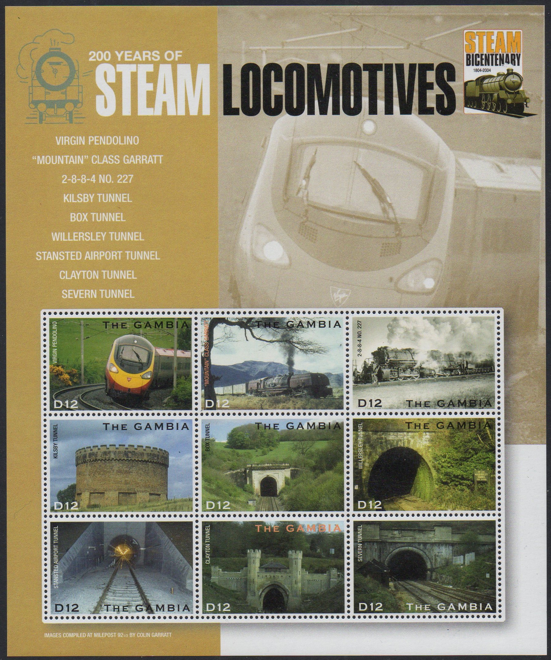 Gambia train stamps 2004 - Bicentenary of the Steam Locomotive