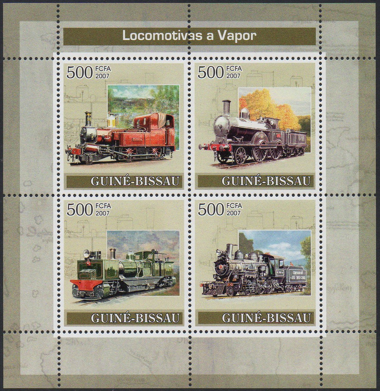 Guinea-Bissau Stamps 2007 : Darjeeling Himalayan Railway Class 'D' Garratt in sheetlet