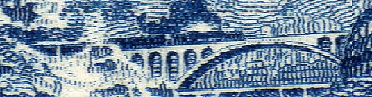 Iran 1949 Victory 2d50 stamp Garratt Locomotive / Train on bridge - detail from stamp