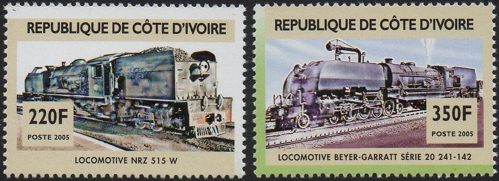 Ivory Coast stamps; Garratts of Class Rhodesia Zimbabwe Class 14A and 20th Class