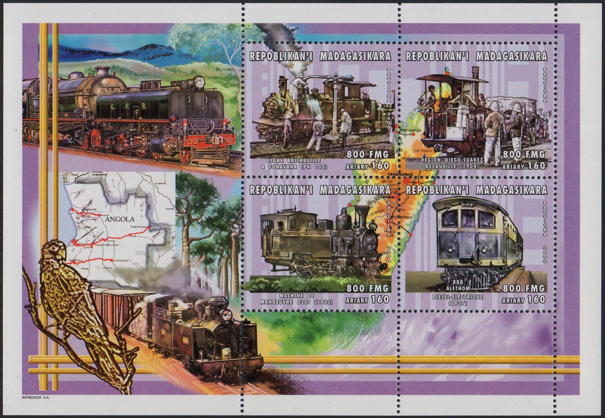 Madagascar Railway Stamps Benguela Railway (CFB, Angola) Garratt Class 10 