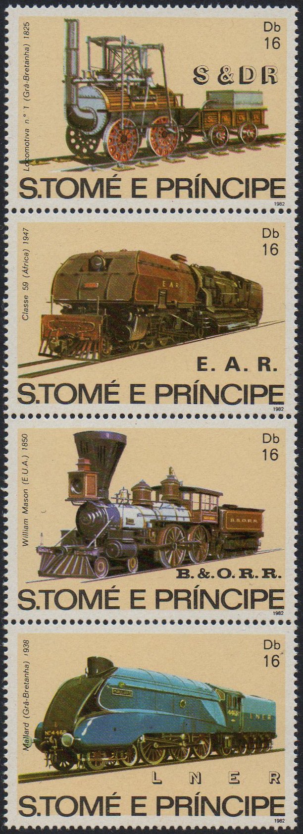 St Thomas & Prince 1982 Train stamps East African Railways Class 59