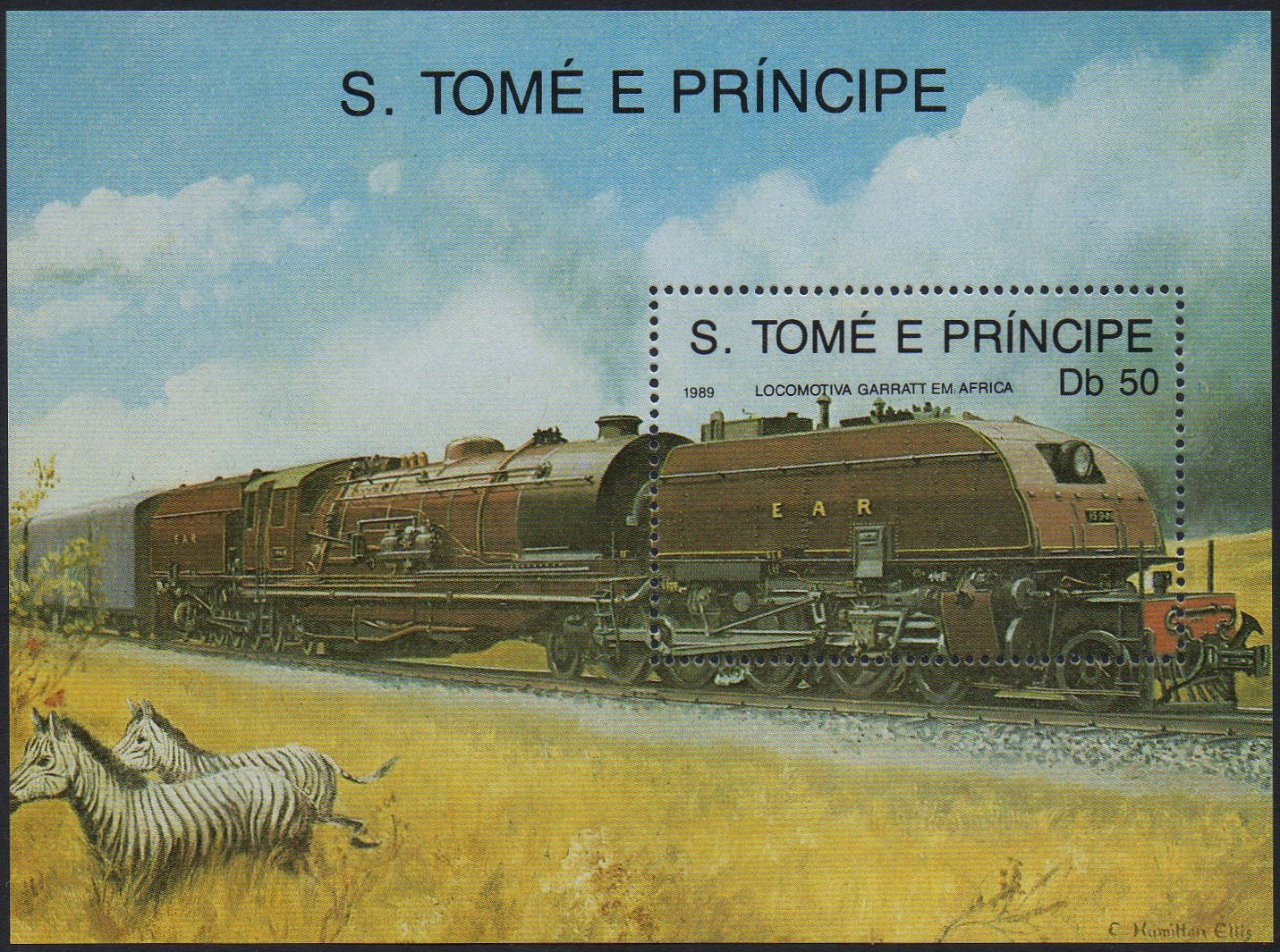 Sao Tome e Principe 1989 Miniature Sheet EAR Class 59 Garratt