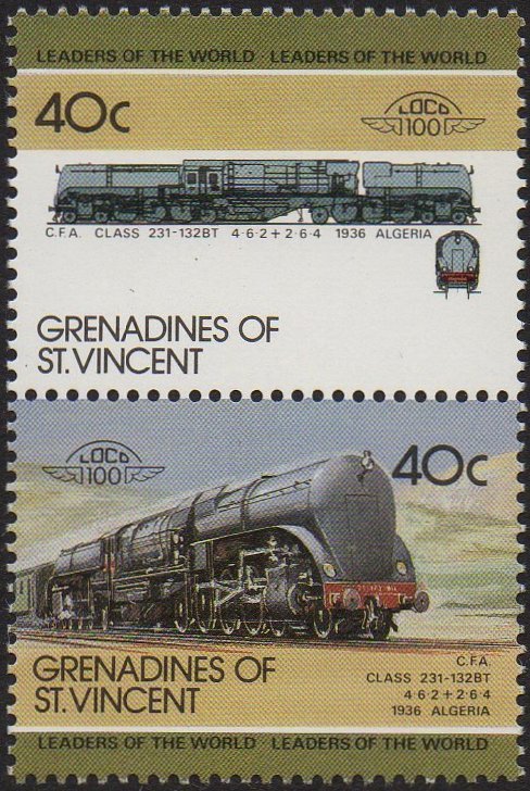 St Vincent Grenadines Leaders of the World : Algerian Rlys Class 231-132BT 