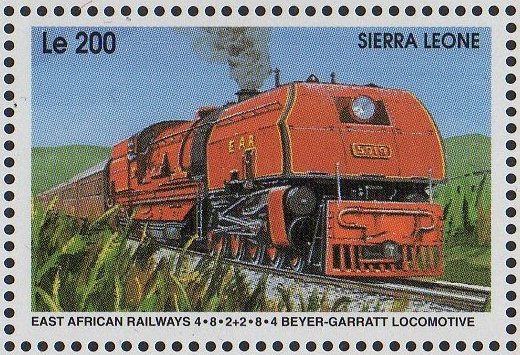 Sierra Leone Stamps 1995 Railways EAR Class 59 Beyer-Garratt articulated steam locomotive 