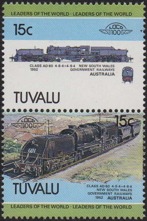Tuvalu Leaders of the World Locomotive stamps : 1984 : New South Wales Govt. Rlys Class AD60 Beyer-Garratt