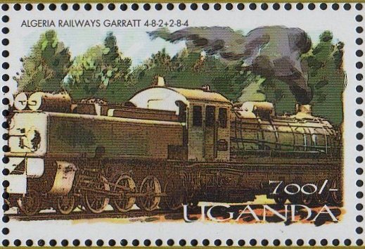 Uganda 2000 African Trains on Stamps : Algerian Rlys Class 241-142 YAT Beyer-Garratt
