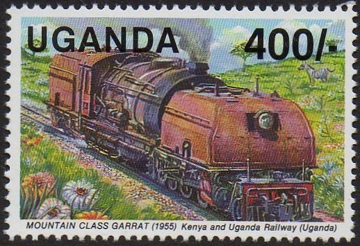 Uganda 1991 African Trains on Stamps : EAR Class 59 Garratt locomotive.
