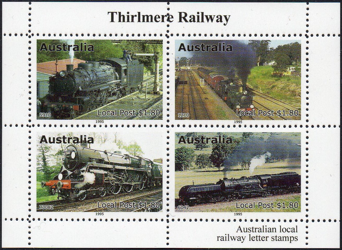 Australia Stamps Local Railway Letter Stamps Thirlmere Railway Garratt ex NSWGR Class AD60