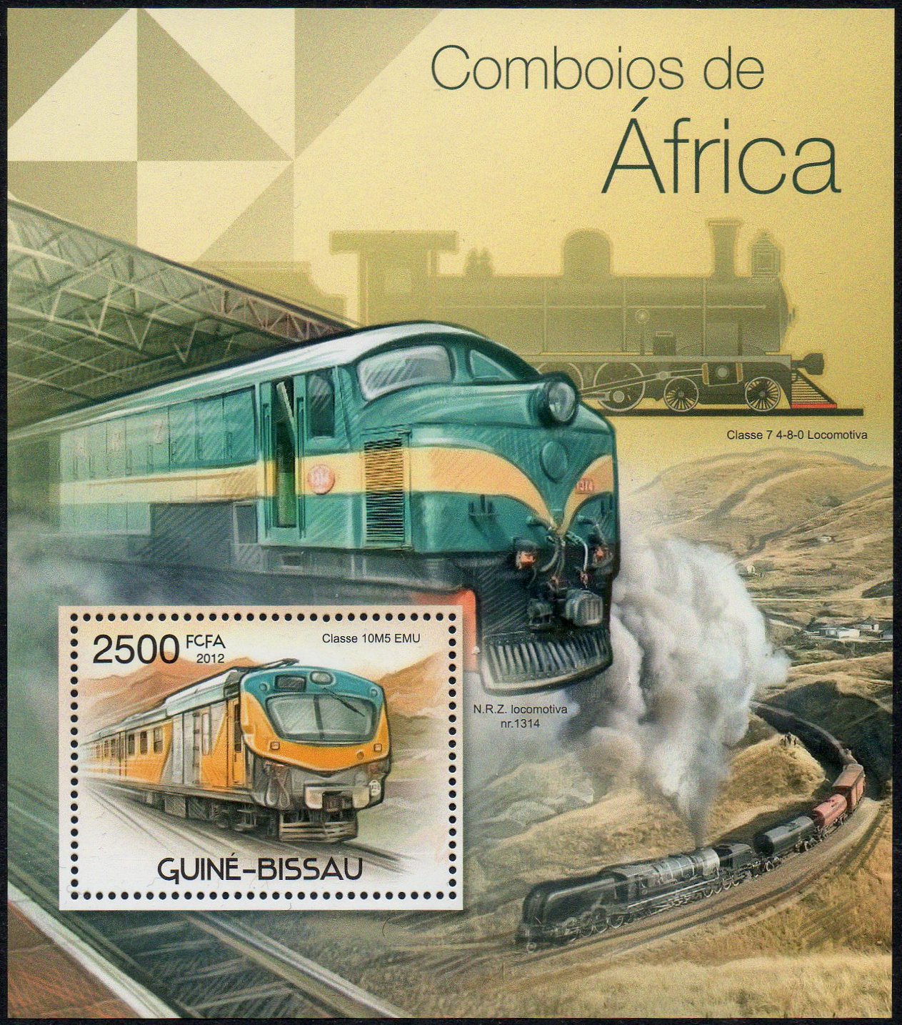 Eisenbahn Briefmarken Beyer-Garratt locomotive Guinea-Bissau 2012