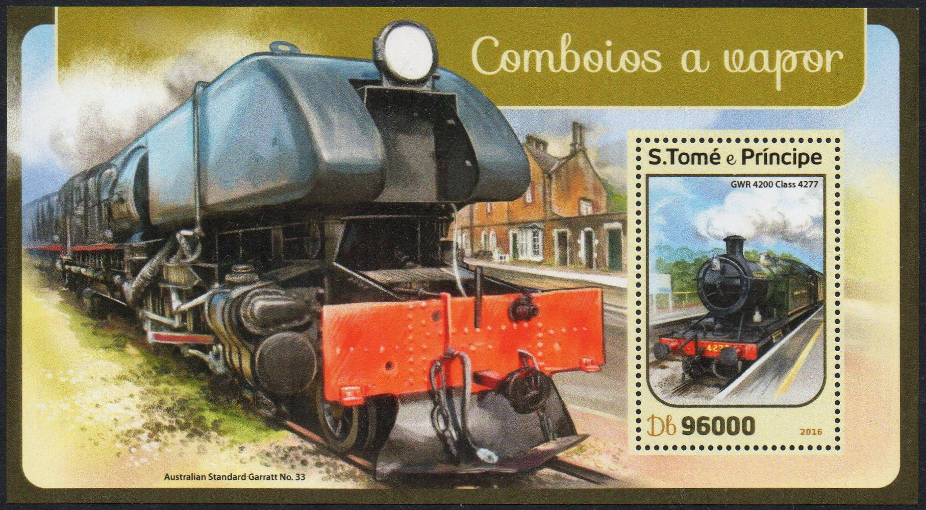 Train Stamps Sao Tome Beyer-Garratt locomotive 2016