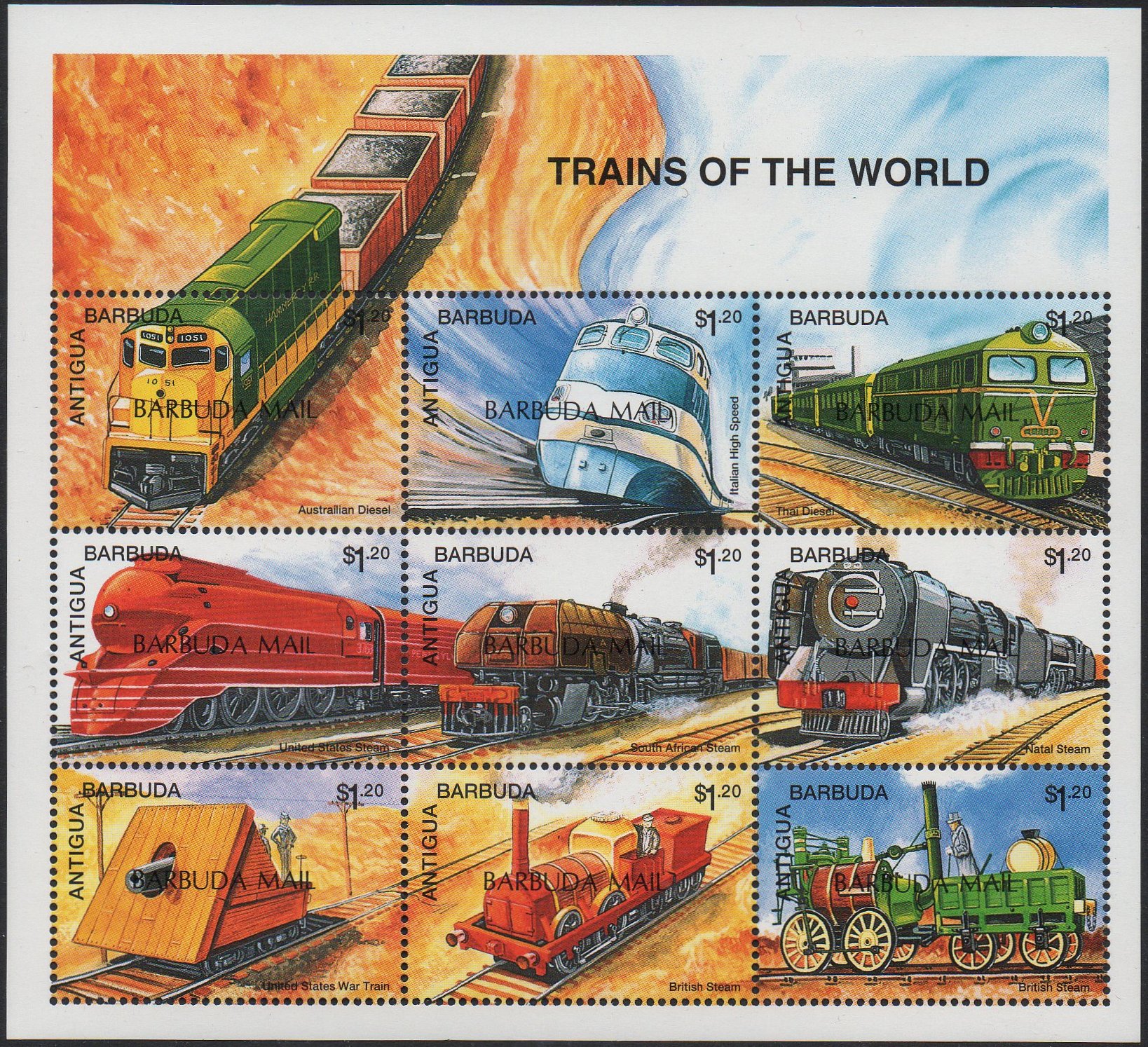 Antigua Stamps optd BARBUDA MAIL - EAR Governor Class 60 Beyer-Garratt