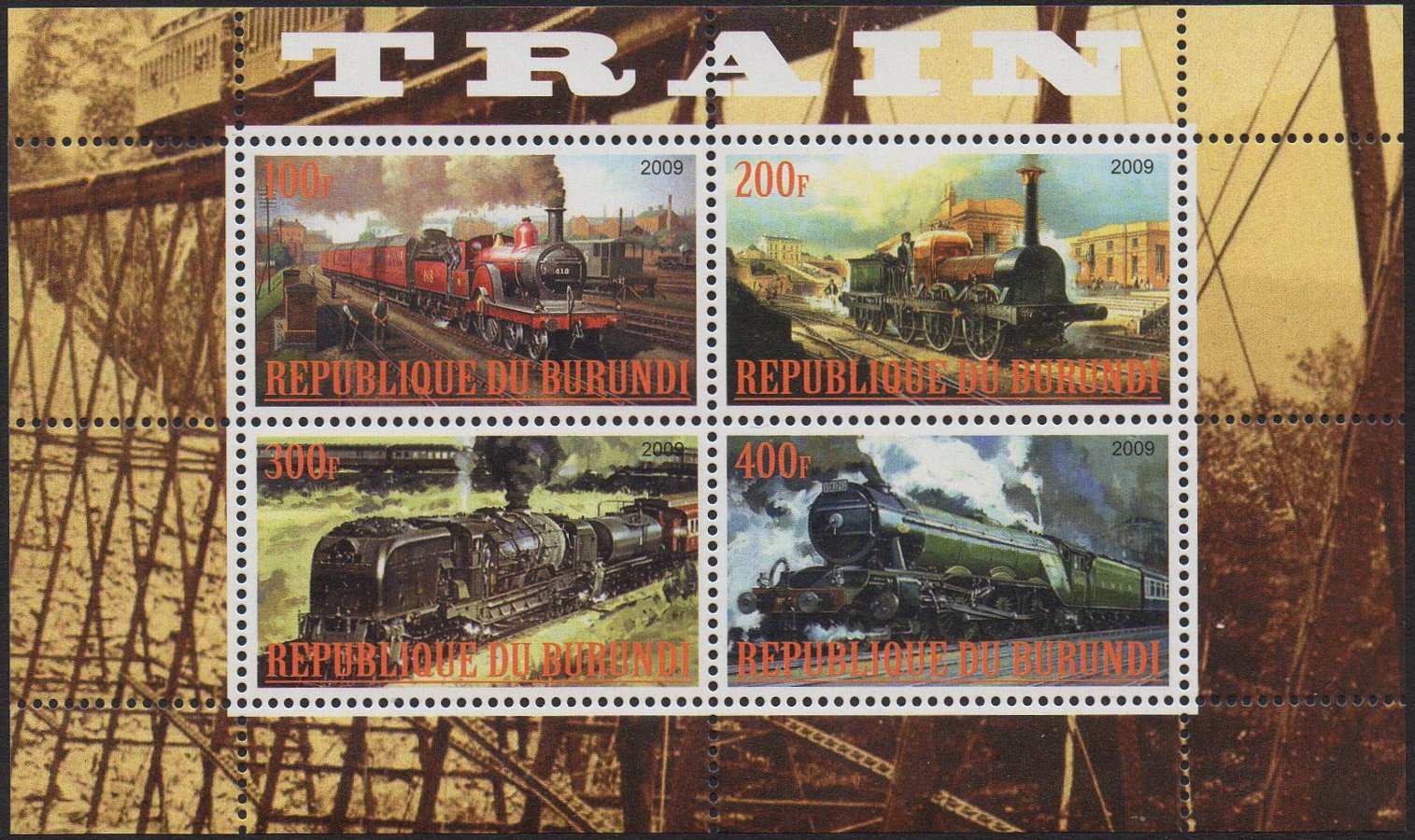 Burundi Illegal Stamps Trains South African Railways Garratt Class GMA/M