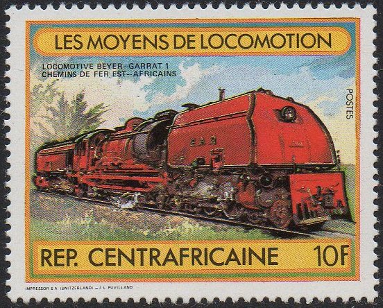Central African Republic train stamps 1982 Transport EAR Class 59 Garratt