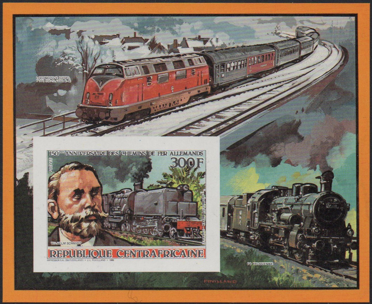 Central African Republic train stamps 1985 150 Years of German Railways Garratt Class EC3