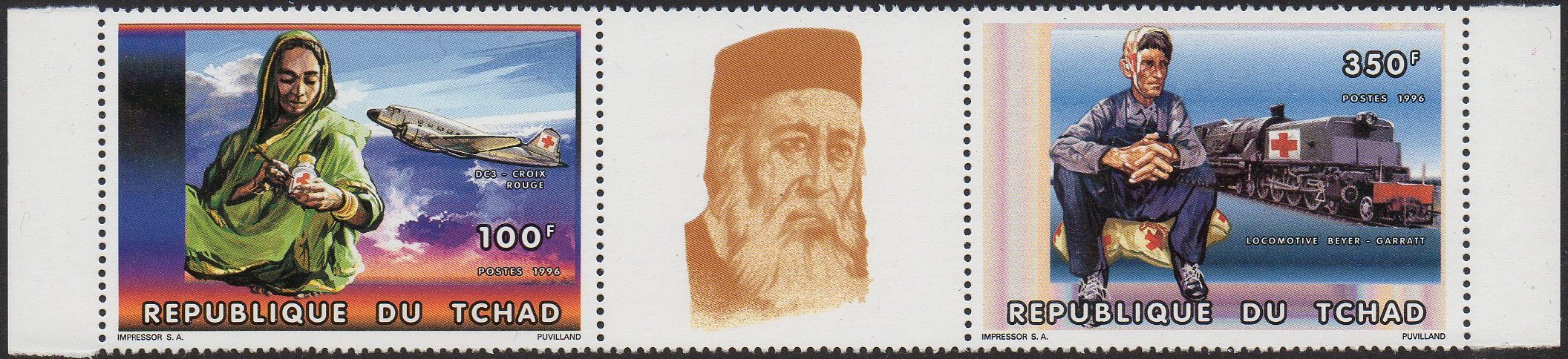 Chad Railways KUR Class EC3 Tschad Tchad Red Cross Stamps Garratt Steam Locomotive
