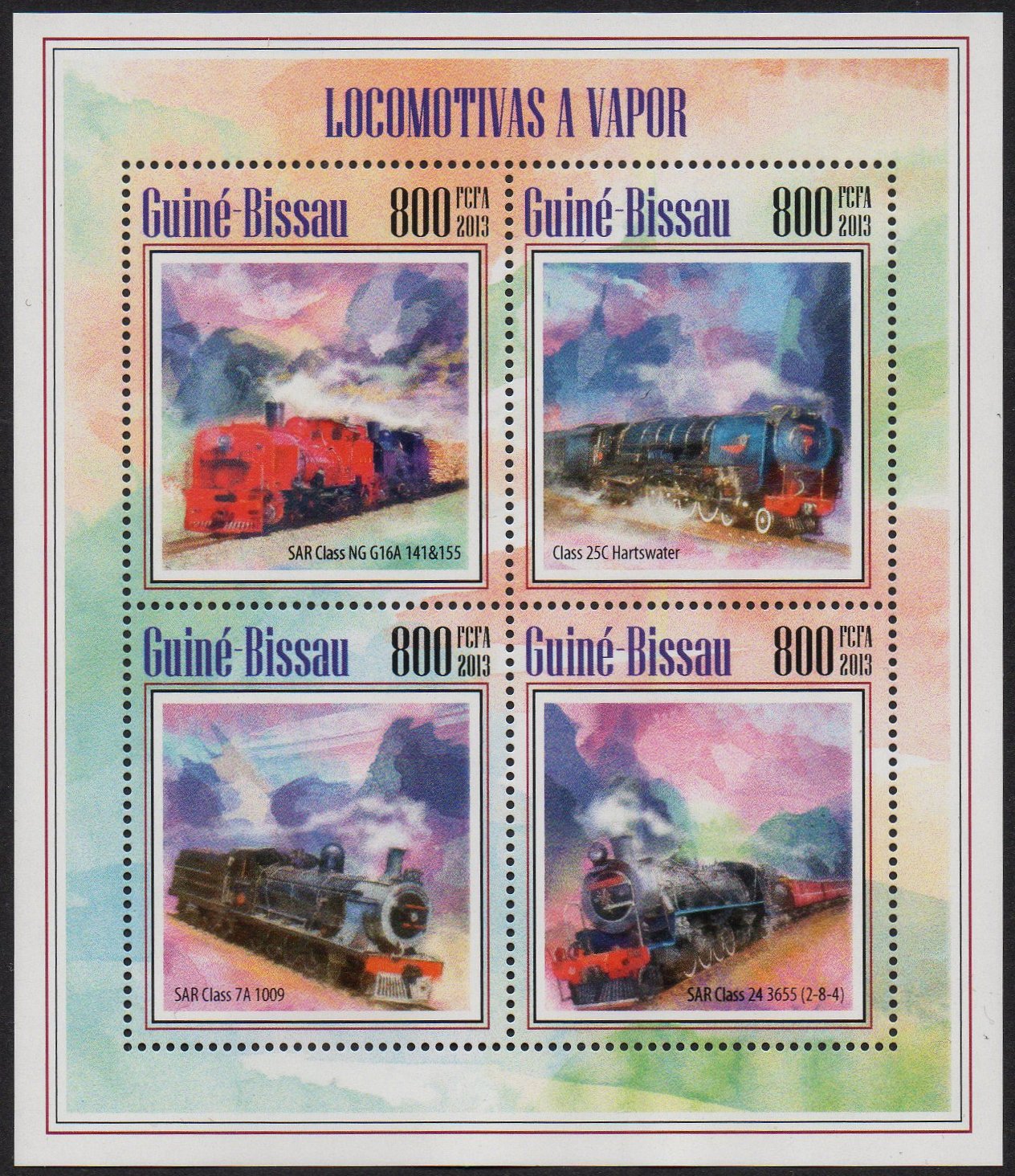 Eisenbahn Briefmarken Beyer-Garratt locomotive Guinea-Bissau 2013