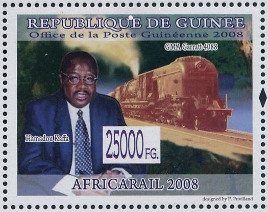 Guinea Republic 2008 miniature sheet with South African Railways Class GMA / GMAM Beyer-Garratt locomotive