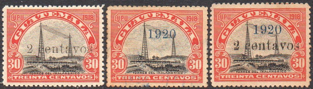 Guatemala Stamps 1920 2c/30c Radio Station & Steam Train