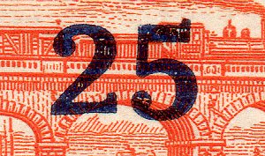 Guatemala Stamps 1922 Small Surcharge 25c/15P varieties