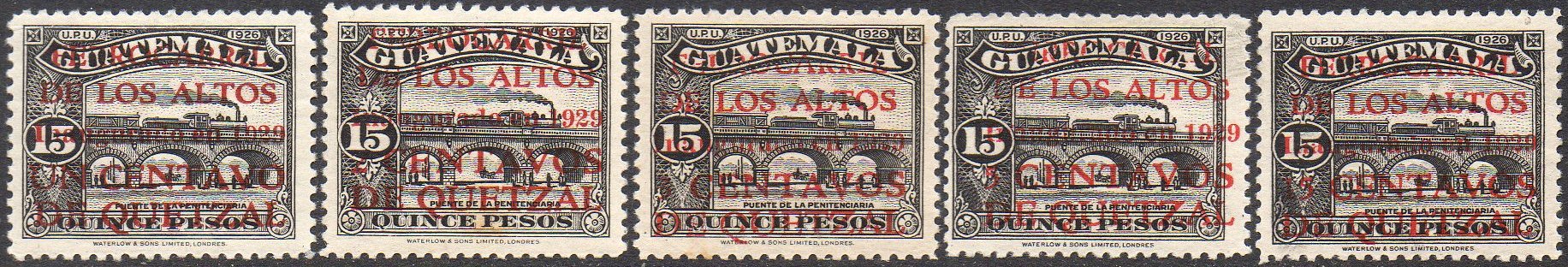 Guatemala Stamps 1928 Airmail Surcharges on 15 Pesos Train
