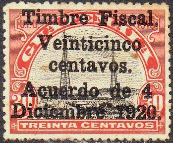 Guatemala Stamps Sellos Timbre Fiscal 1920 30c Radio Station stamp - Revenue use 
