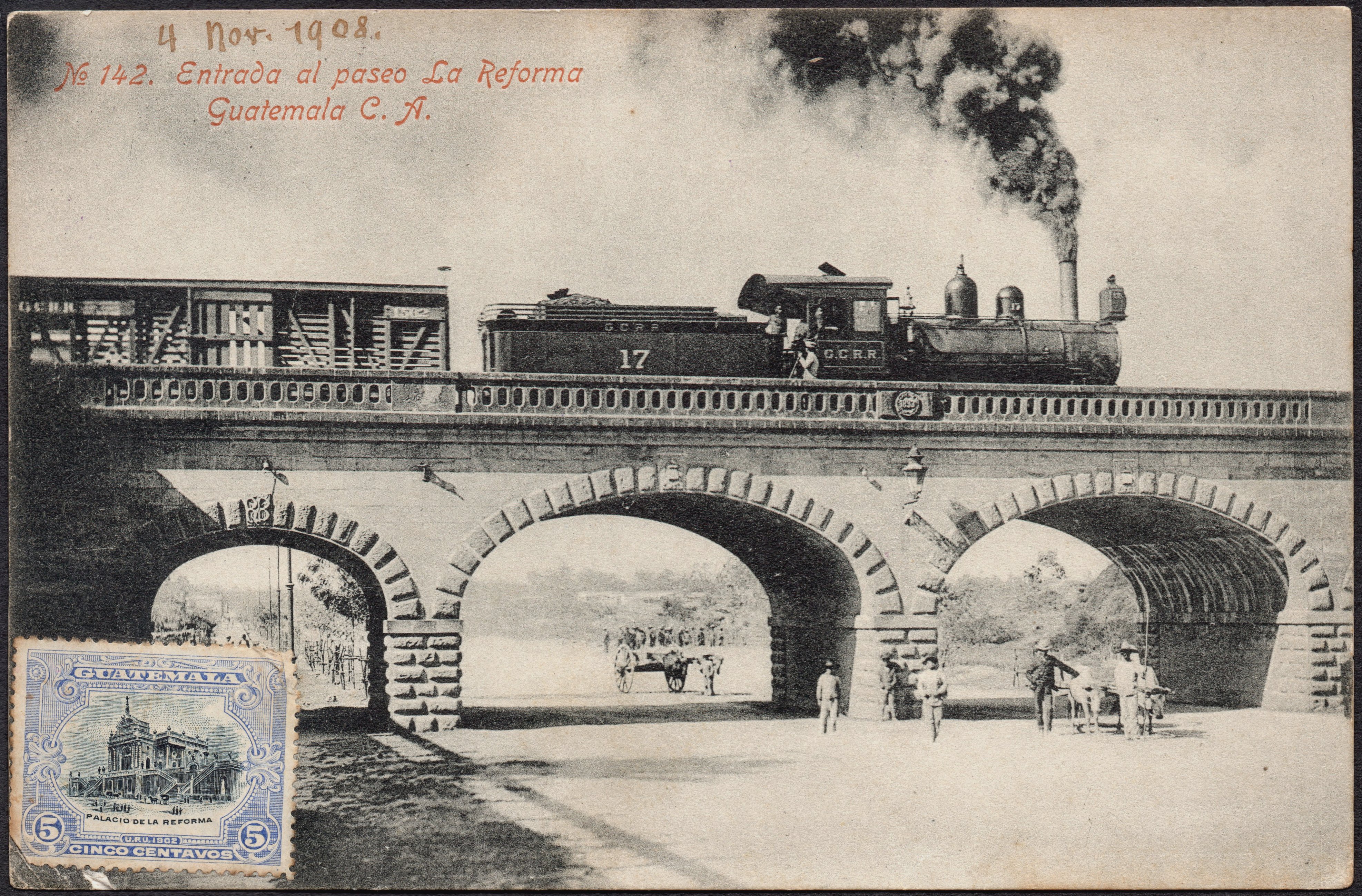 Guatemala Stamps Train-on-Bridge 15 Pesos - Original Source of Image