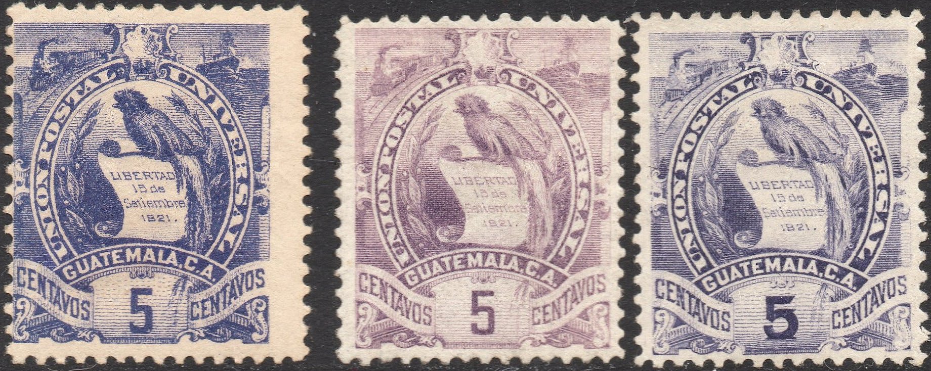 Guatemala Stamps 1886 Litho and Recess printings