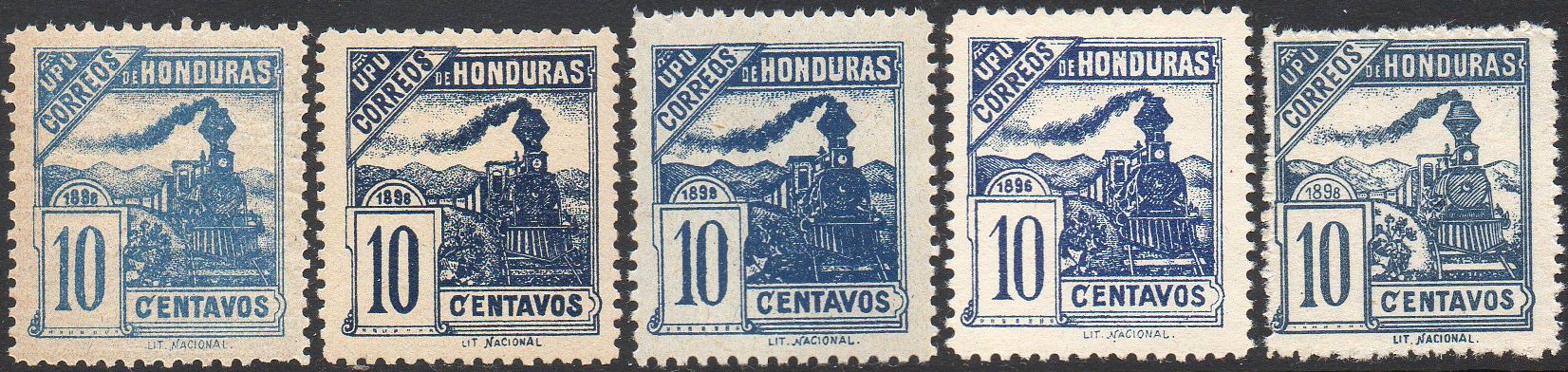 timbres-poste sellos postales train stamps Honduras Republic 1898