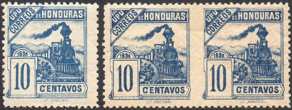 Train Stamps timbres-poste sellos postales  Honduras Republic 1898 Laid Paper