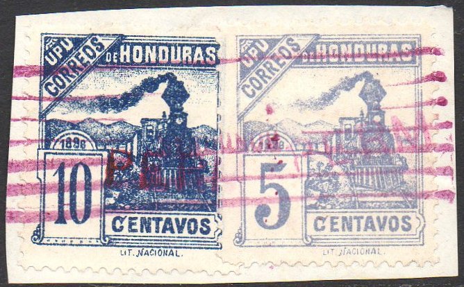 Honduras PERMITASE handstamps Train Stamps timbres-poste sellos postales  Honduras Republic 1898 