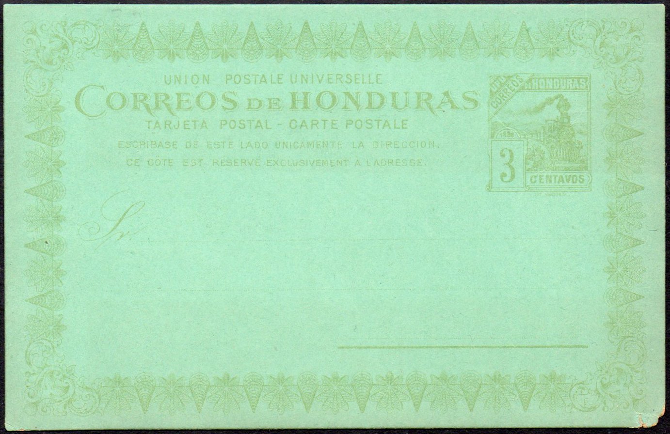 Honduras Postal Stationery 1898 Train entero postale