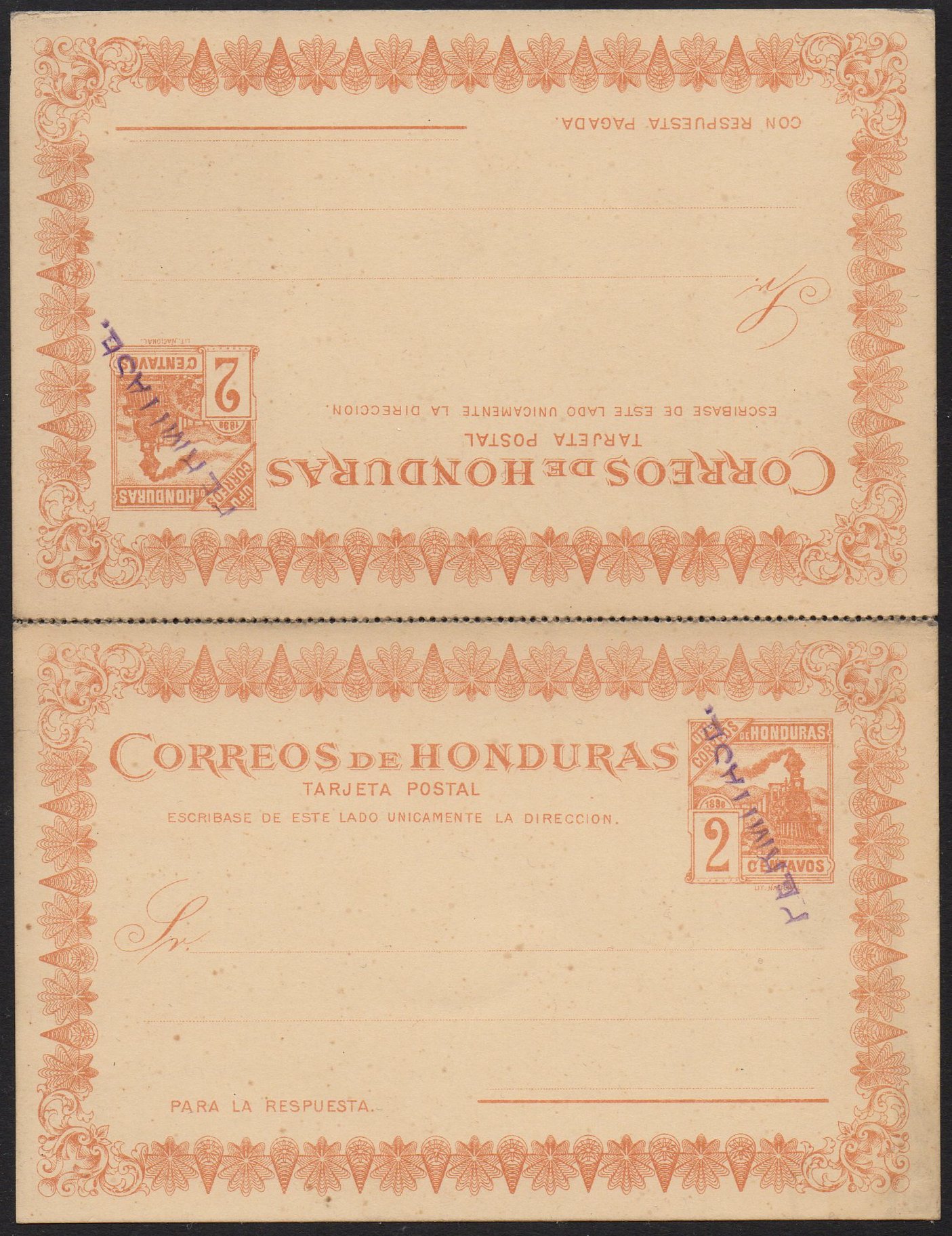 Honduras Postal Stationery 1898 Train entero postale