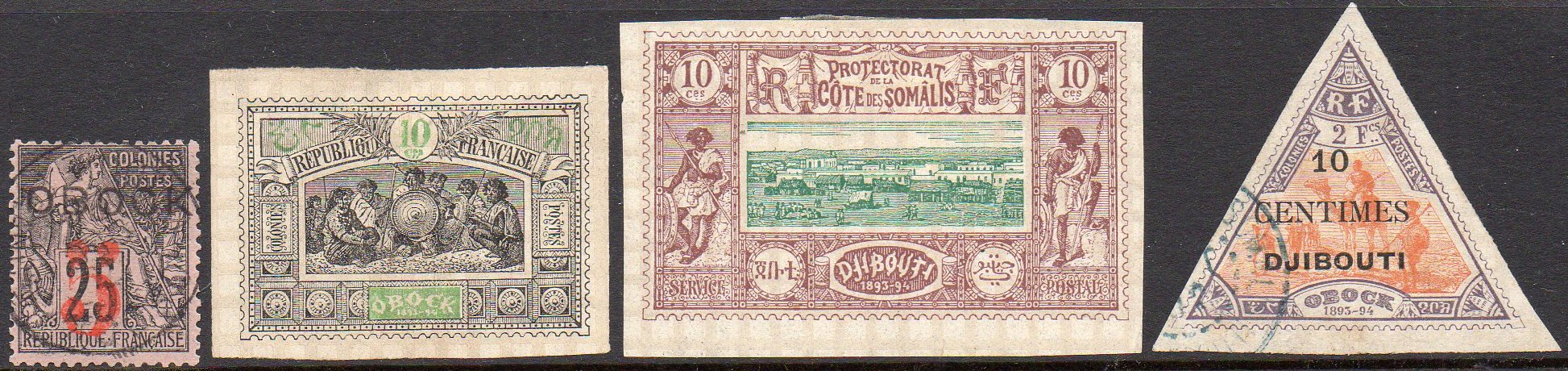 Stamps Briefmarken Obock Djibouti 1892 1894 1902