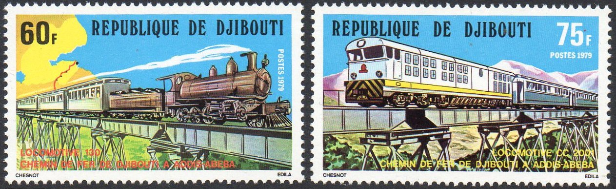 timbres-poste Djibouti Independence Issue 1979 Djibouti to Addis Ababa Railway stamps
