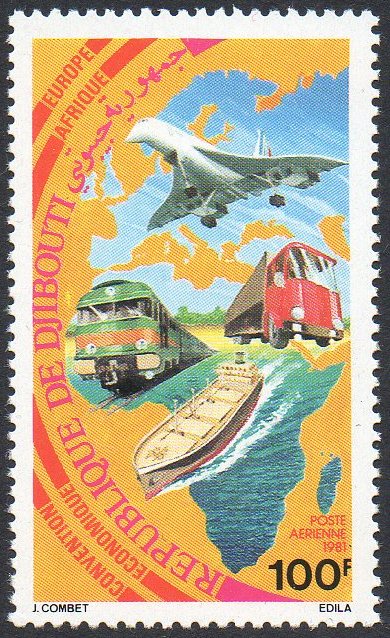 timbres-poste Djibouti 1981 Philexfafrique Transport Concorde Diesel Train